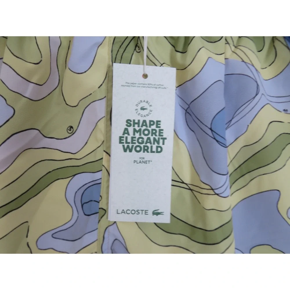Lacoste Swim Shorts Mens Large Mid Length Print Multicolor Mesh Lined 6